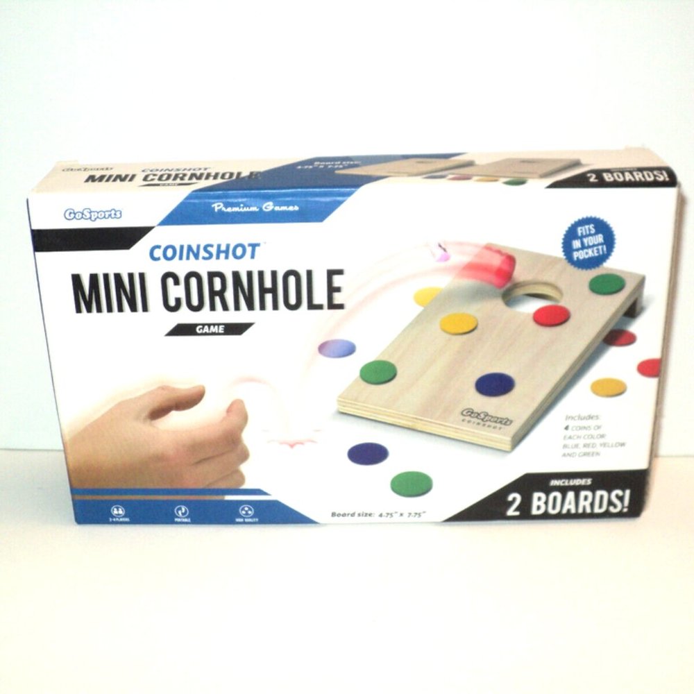 Coinshot Mini Cornhole Game by GoSports Portable with 2 Boards & 16 Coins NEW